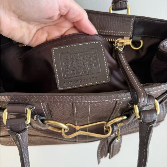 Coach Vintage Y2K Hamptons Carryall - Chocolate Brown Pebbled Leather Satchel - Picture 10 of 10